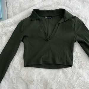 Cropped green Zara long sleeve